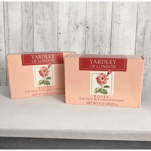 Yardley of London Rose Bar Soap w/ Moisturizer 4.25 Oz Bars Set Of 2 NEW